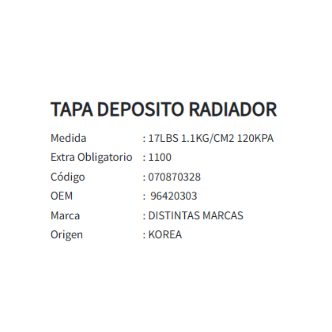 Tapa Deposito Radiador Chevrolet/daewoo