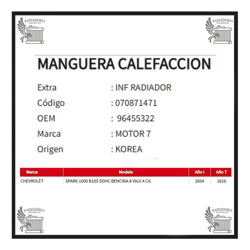 Manguera Radiador Chevrolet Spark Lite 1.0 Inferior 06-14