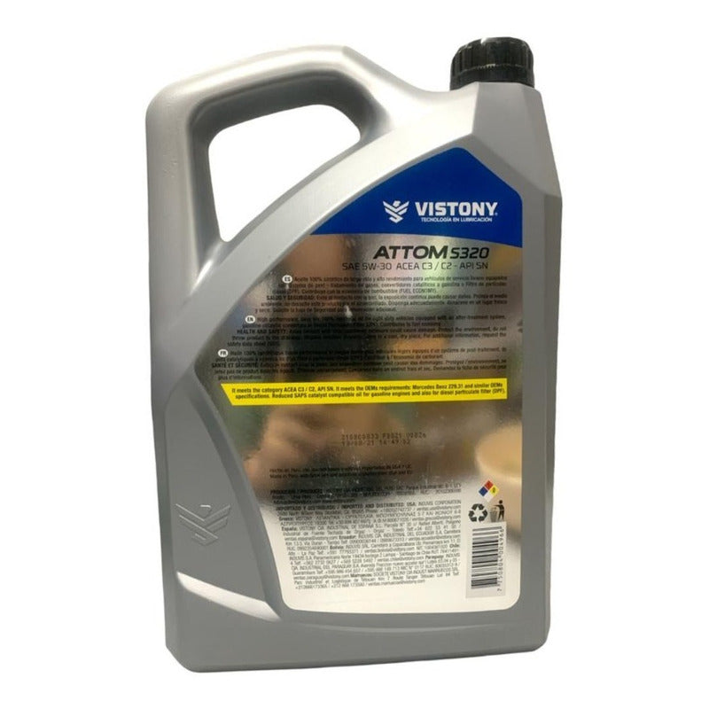 Aceite 5w30 100% Sintetico 5 Litros Vistony