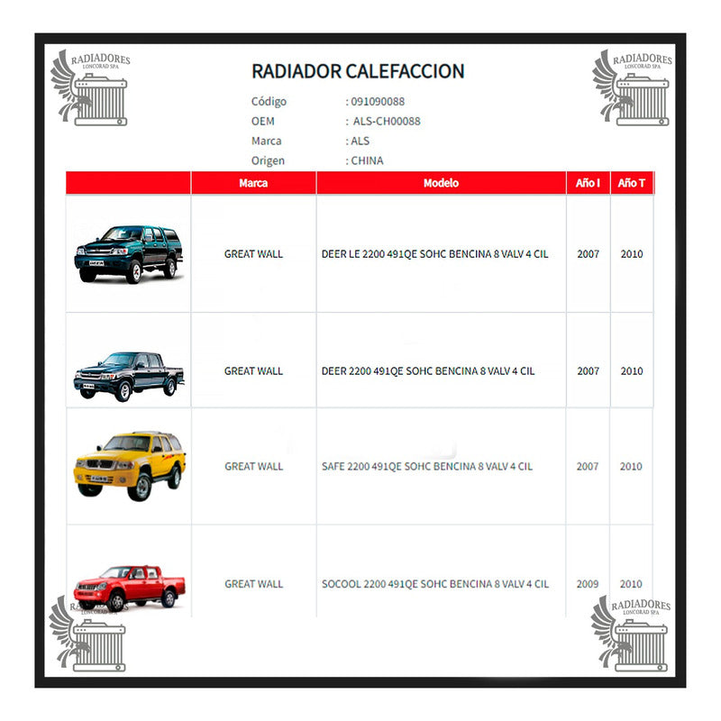 Radiador de Calefacción Greatwall Deer 2200 (2007–2010)