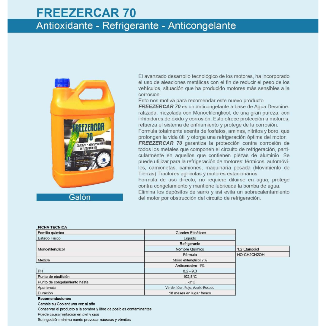 Anticongelante/refrigerante Coolant freezecar verde 7%