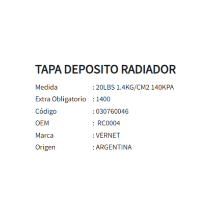 TAPA DEPOSITO RADIADOR CHEVROLET ASTRA-CAPTIVA-COMBO-CORSA 1.4/2.2/2.4 1992-2018