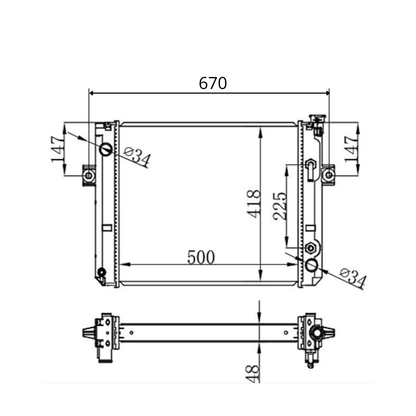 Radiador grúa Komatsu FD10 / FD15 / FD20 / FD25 / FD30 (Serie -12 / -16)