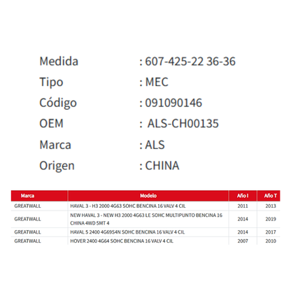 RADIADOR MOTOR GWLL HAVAL/NEWHAVAL/HOVER 2.0/2.4  (2007-2019)
