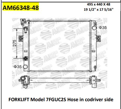 Radiador Motor Grúa 7fguc2s 495 X 440 X 48 Mm