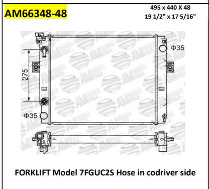 Radiador Motor Grúa 7fguc2s 495 X 440 X 48 Mm