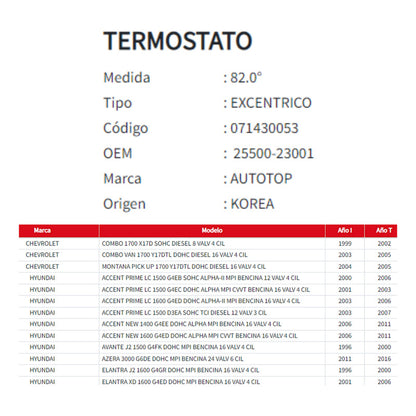 Termostato Universal Chevrolet-hyundai-kia-mitsubishi-nissan