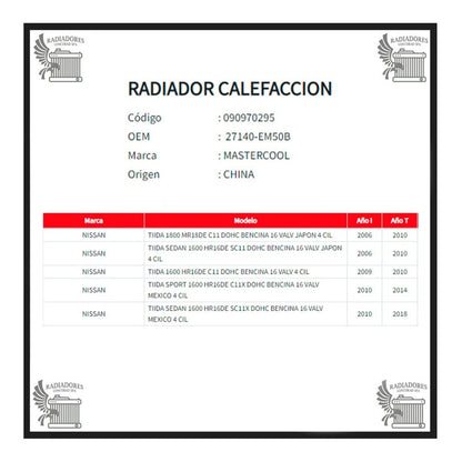 Radiador Calefaccion Nissan Tiida