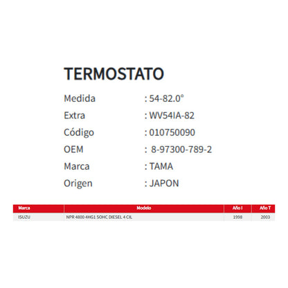 Termostato 82gr 54mm Isuzu Npr 4800 98-03