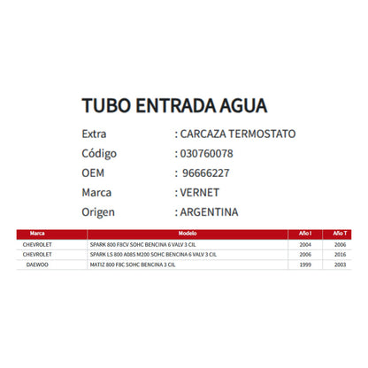 Carcasa Termostato Chevrolet Spark- Daewo Matiz 1999-2016
