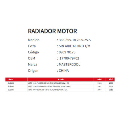 Radiador Motor Suzuki Alto 1.1 2005-2009